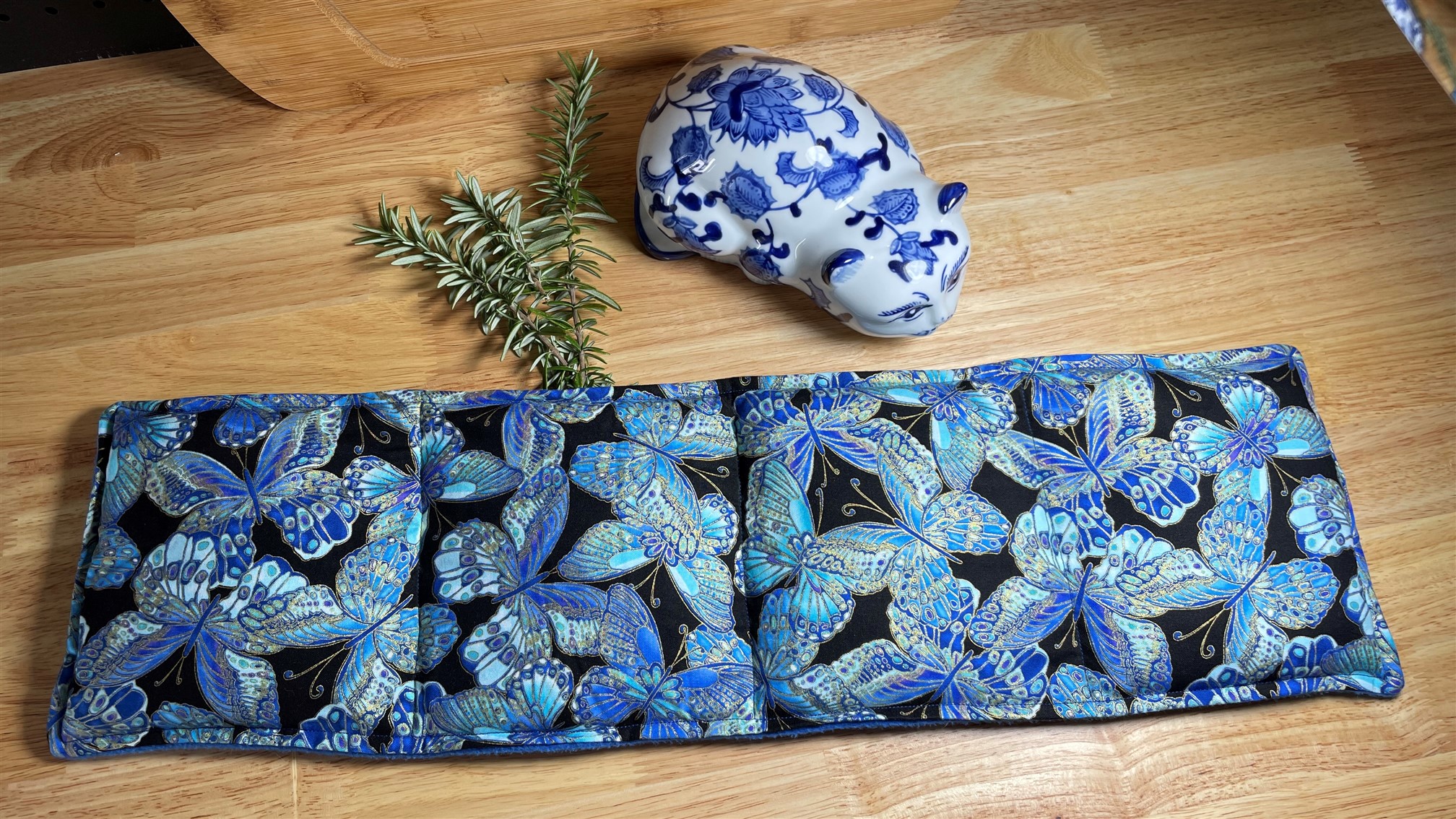 Blue Butterflies Themed Fabric Rice & Lavender Heat Pack