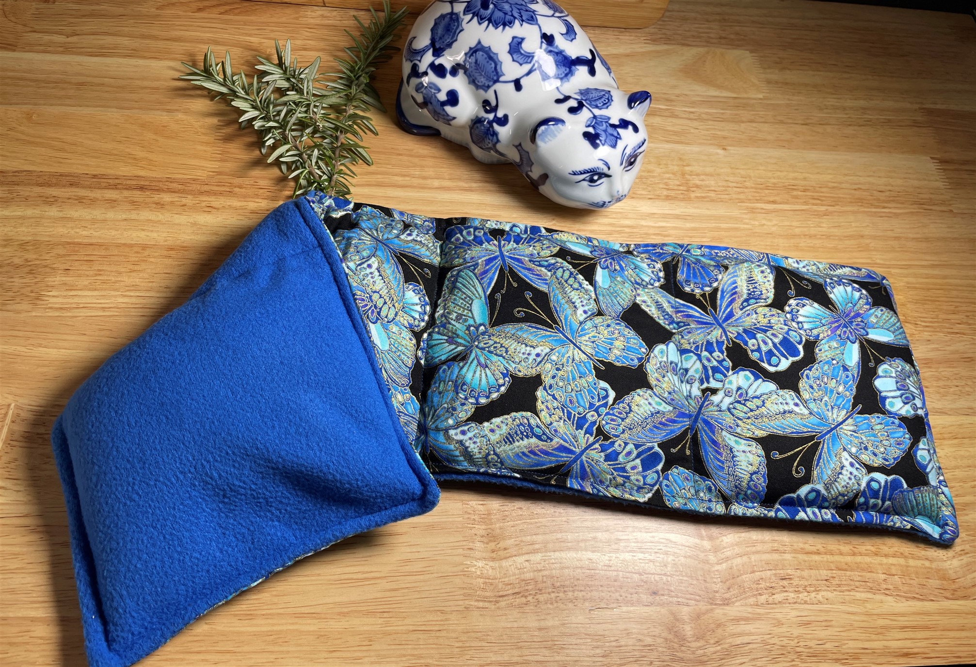 Blue Butterflies Themed Fabric Rice & Lavender Heat Pack