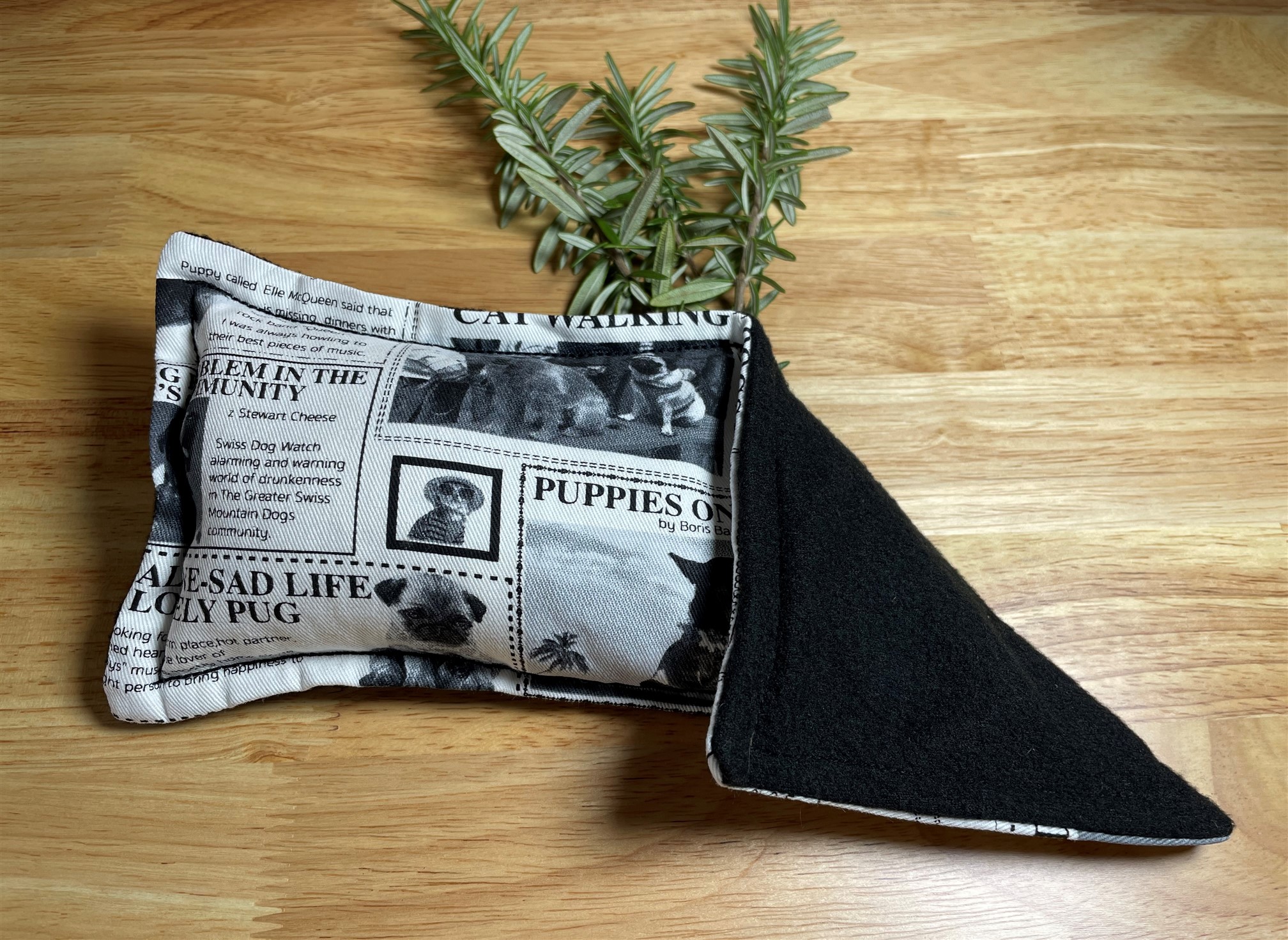 Dog Newspaper Themed Small Rice & Lavender Heat Pack