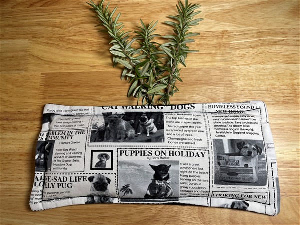 Dog Newspaper Themed Small Rice & Lavender Heat Pack